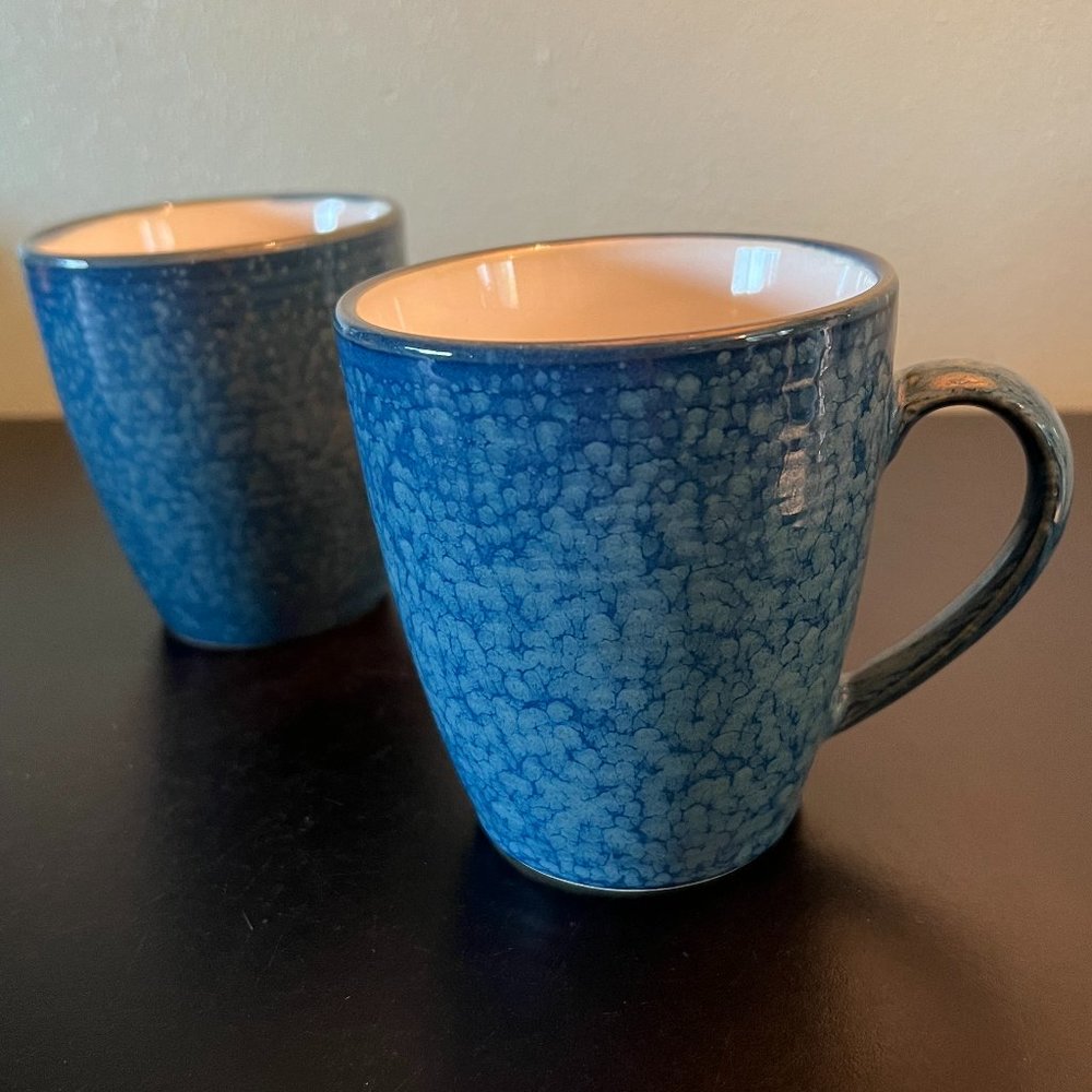 Sango Jewel Blue Vintage 4893 Stoneware Coffee Mug Tea Cup Set of 2